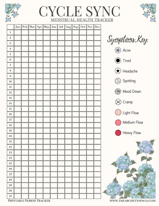 Cycle Sync: Printable Menstrual Health Tracker | Period & Symptom Log